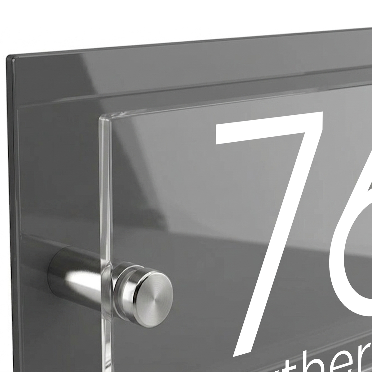 Personalised Dual Panel Acrylic House Sign Rectangle | 200mm x 130mm | Grey with White Text