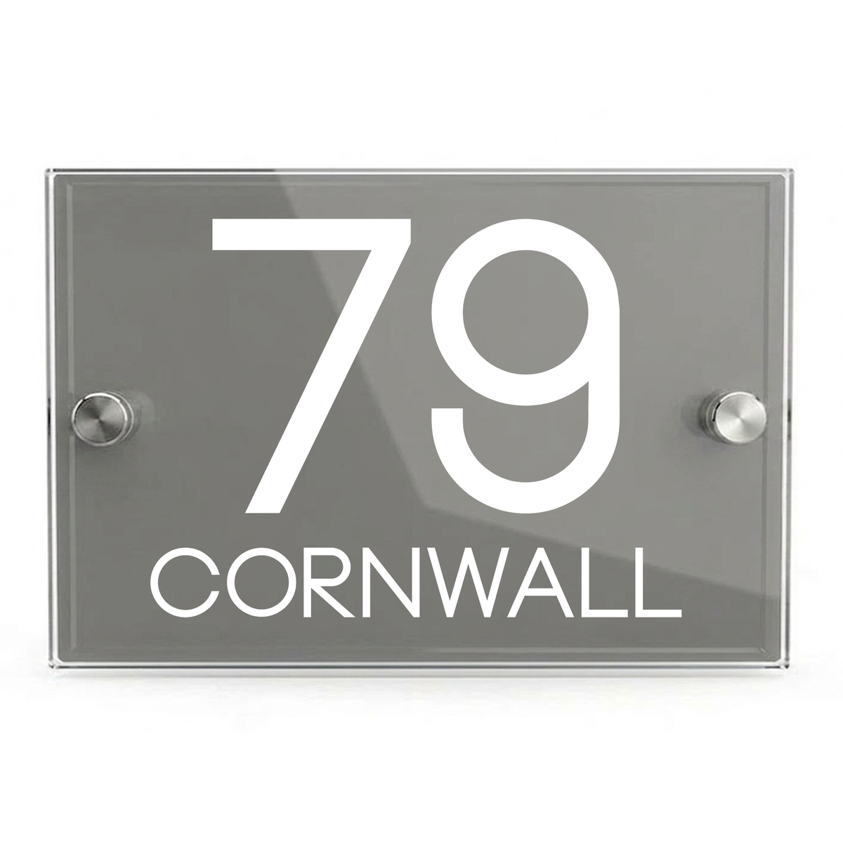 Personalised Dual Panel Acrylic House Sign Rectangle | 200mm x 130mm | Grey with White Text