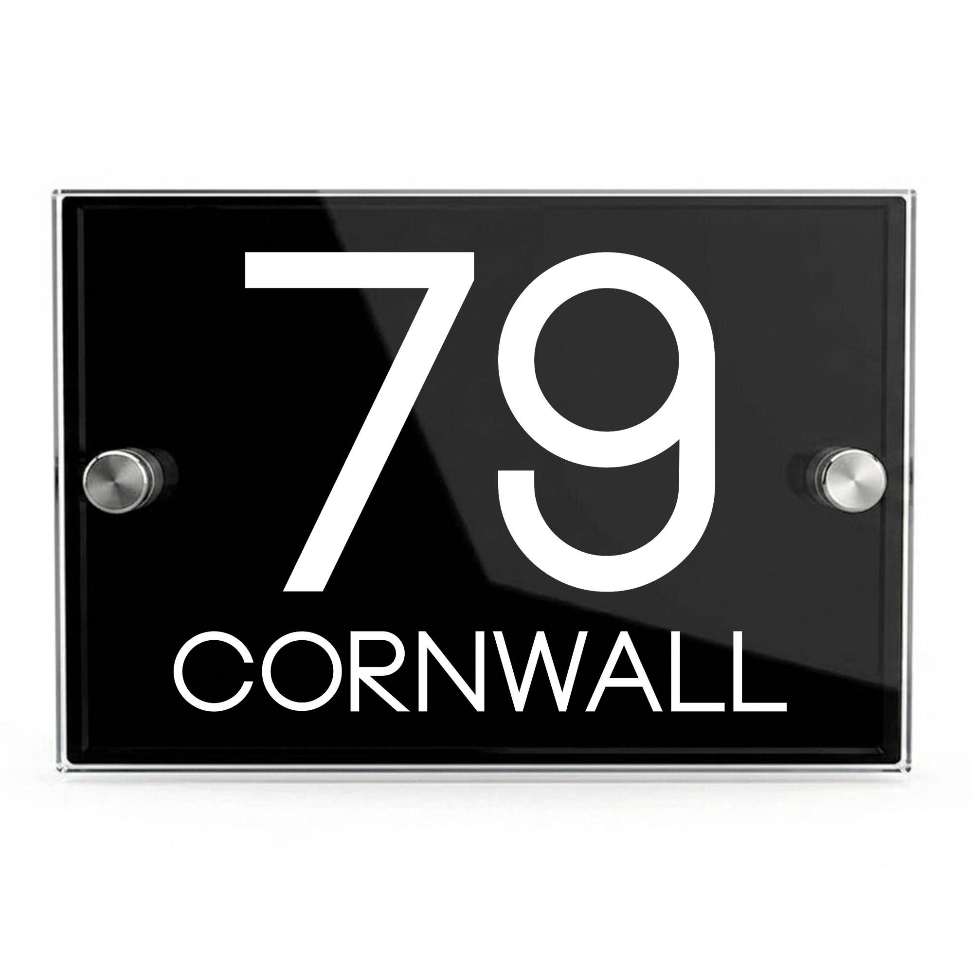 Personalised Dual Panel Acrylic House Sign Rectangle | 200mm x 130mm | Black with White Text