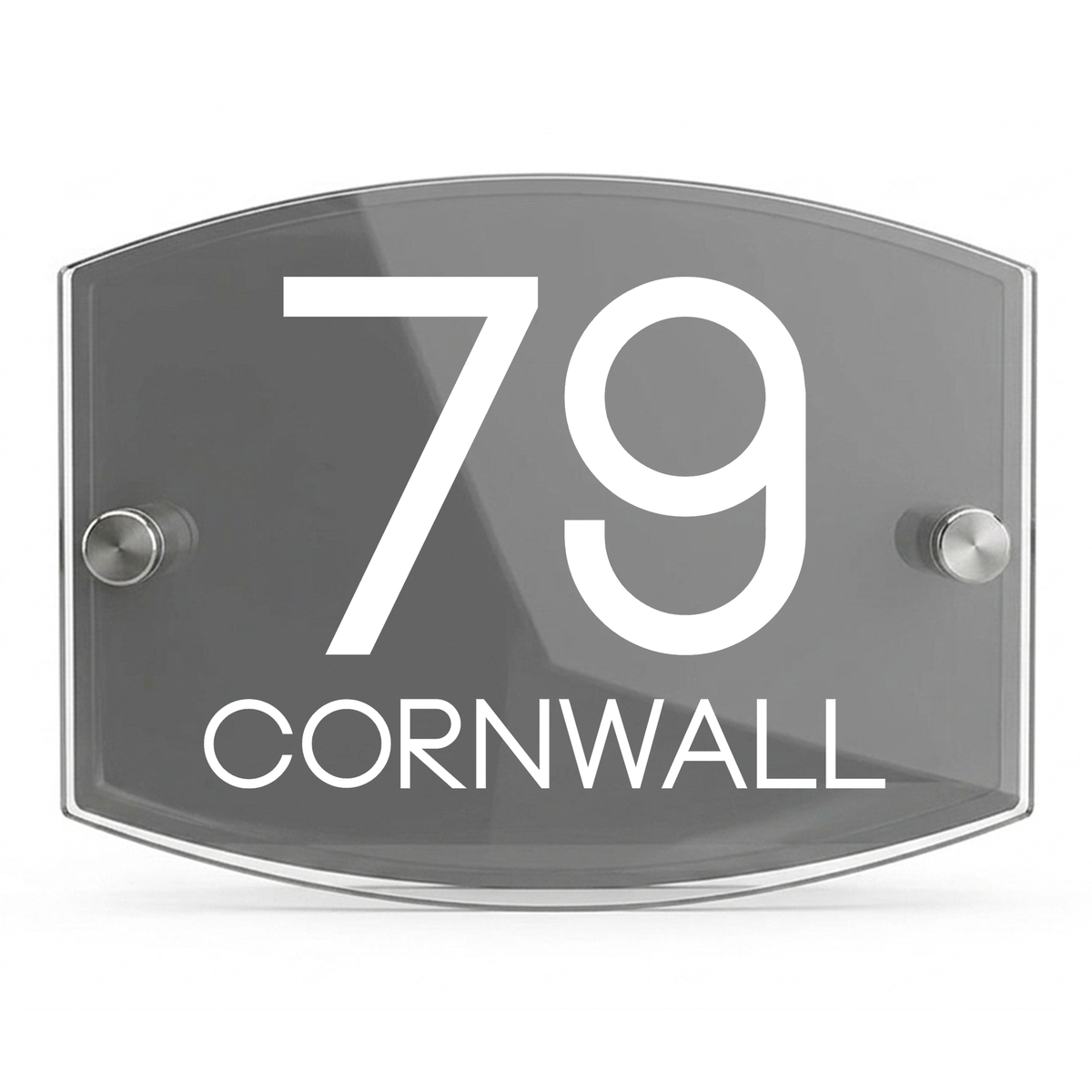 Personalised Dual Panel Acrylic House Sign Oval | 200mm x 130mm | Grey with White Text