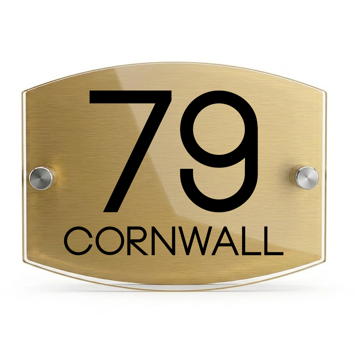 Personalised Dual Panel Acrylic House Sign Oval | 200mm x 130mm | Gold with Black Text