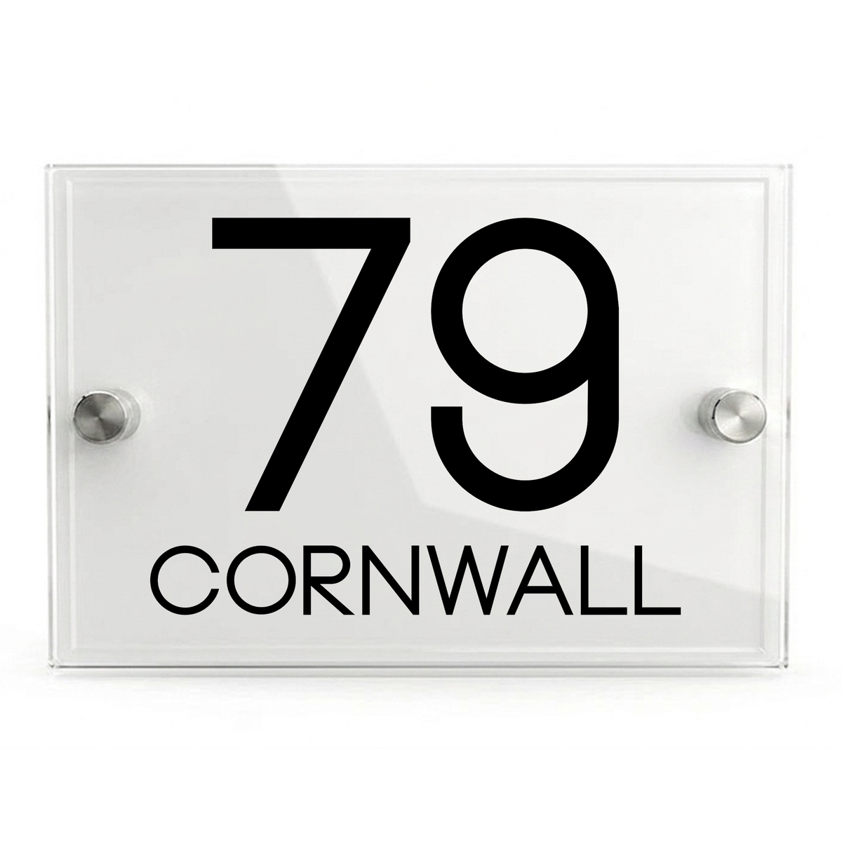 Personalised Dual Panel Acrylic House Sign Rectangle | 200mm x 130mm | White with Black Text