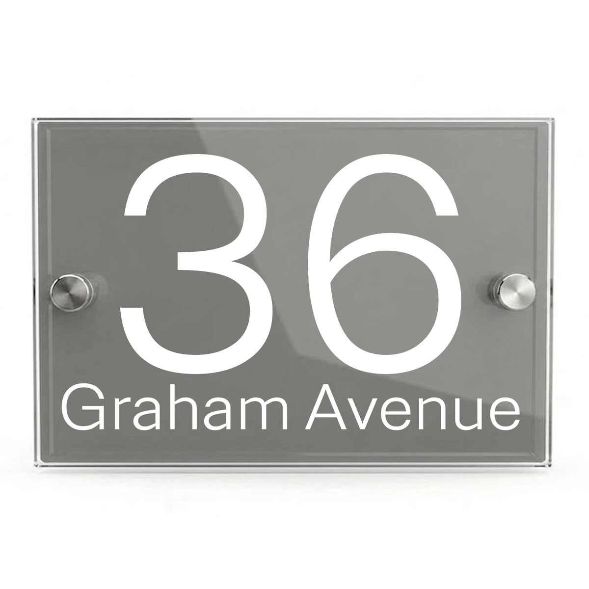 Personalised Dual Panel Acrylic House Sign Rectangle | 200mm x 130mm | Grey with White Text