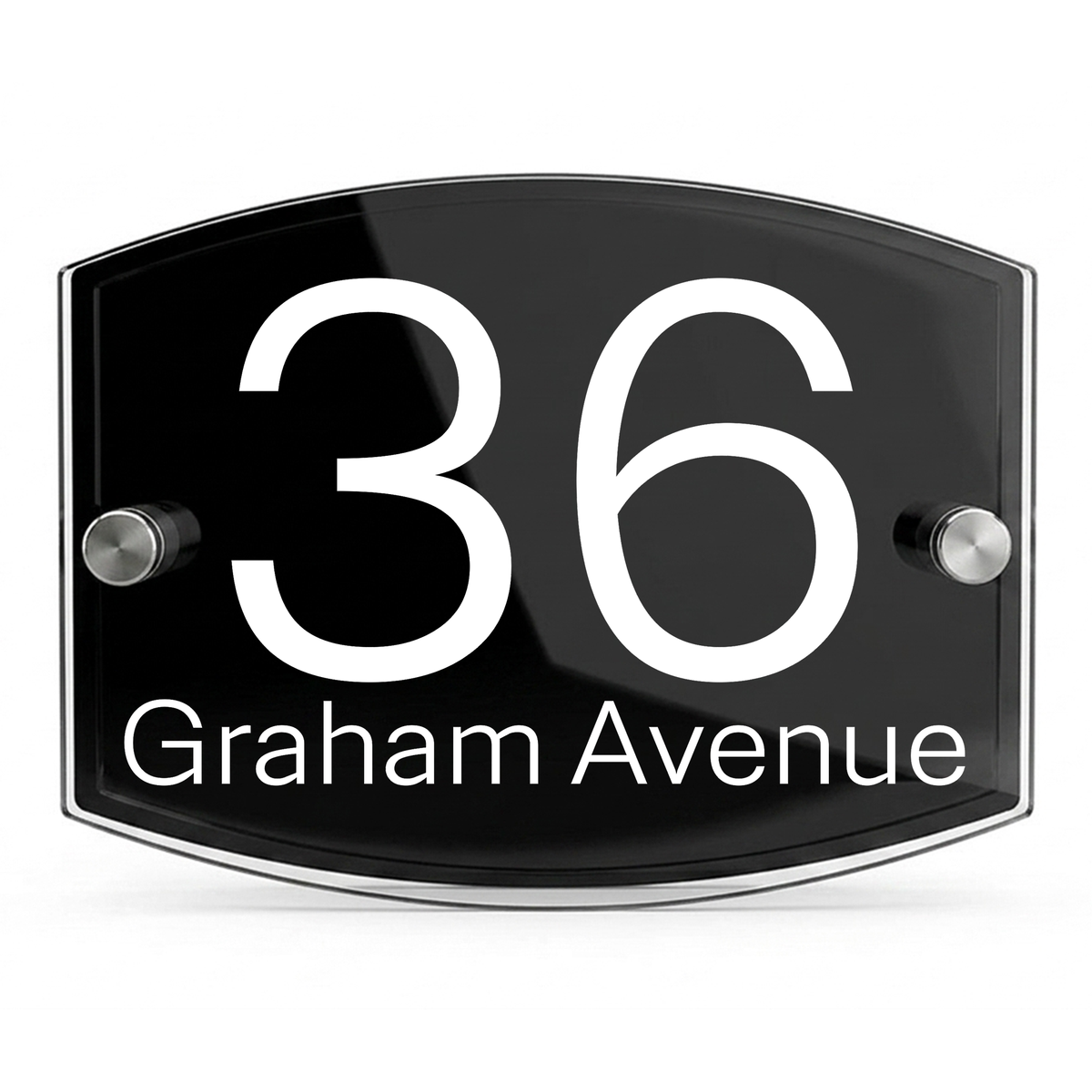 Personalised Dual Panel Acrylic House Sign Oval | 200mm x 130mm | Black with White Text