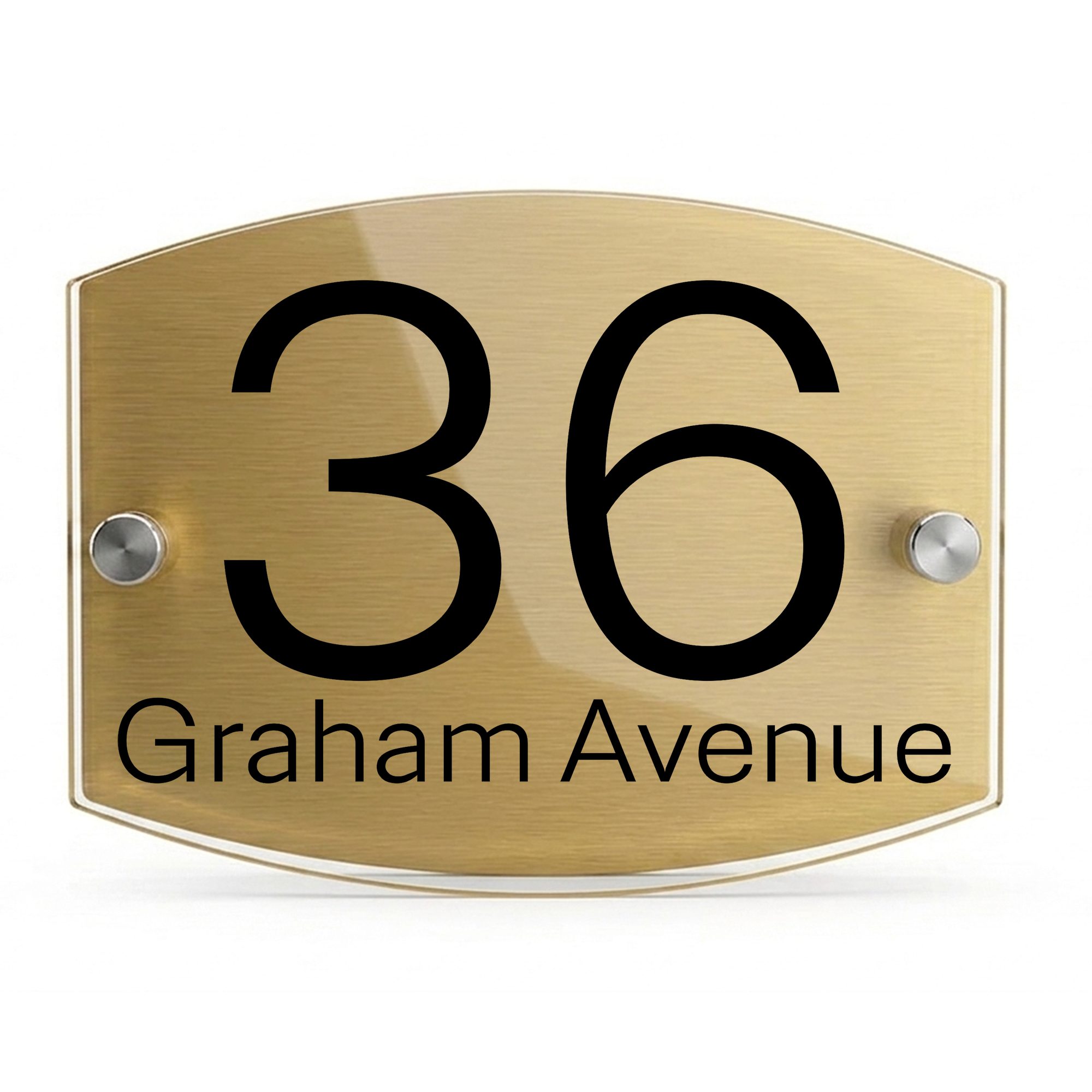 Personalised Dual Panel Acrylic House Sign Oval | 200mm x 130mm | Gold with Black Text