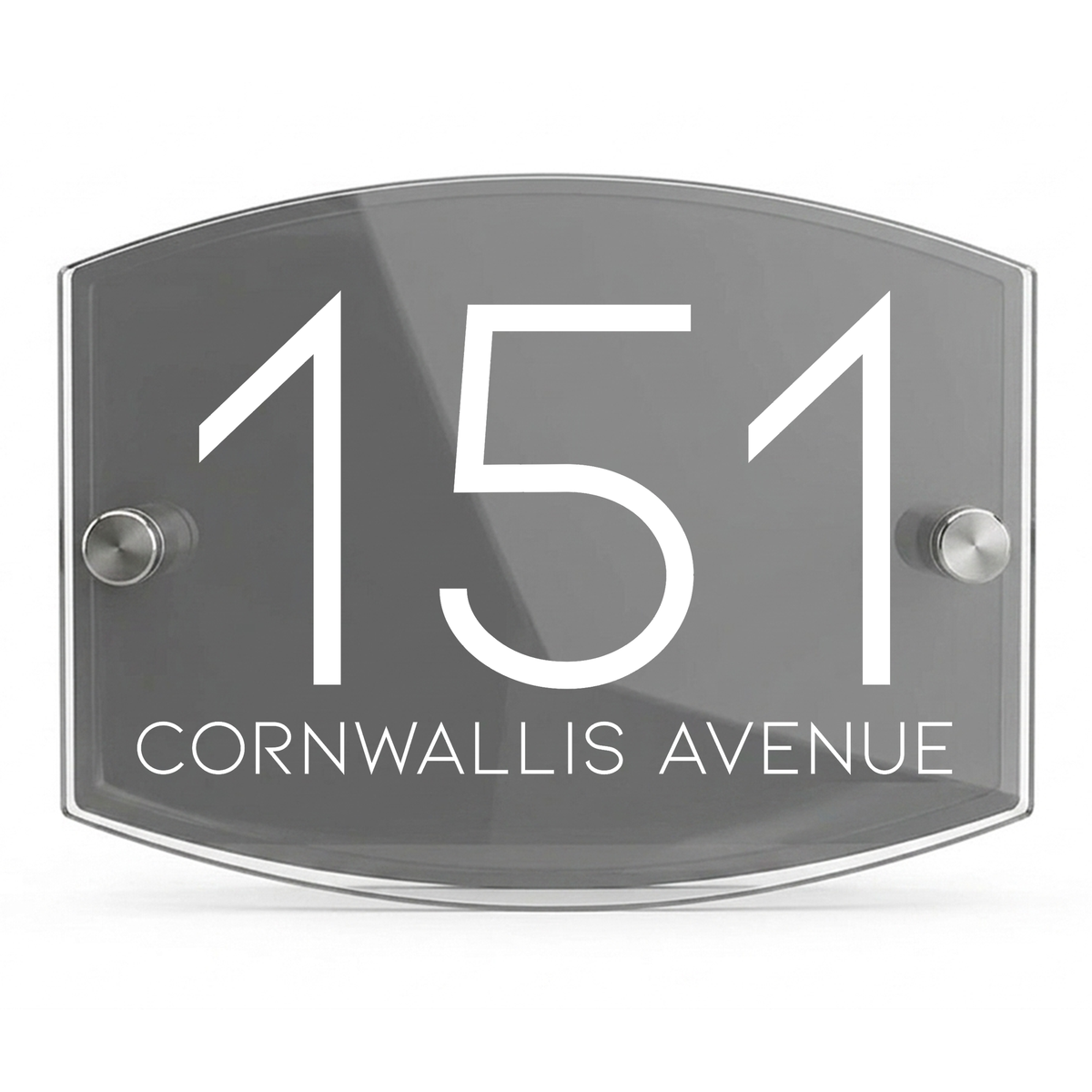 Personalised Dual Panel Acrylic House Sign Oval | 200mm x 130mm | Grey with White Text
