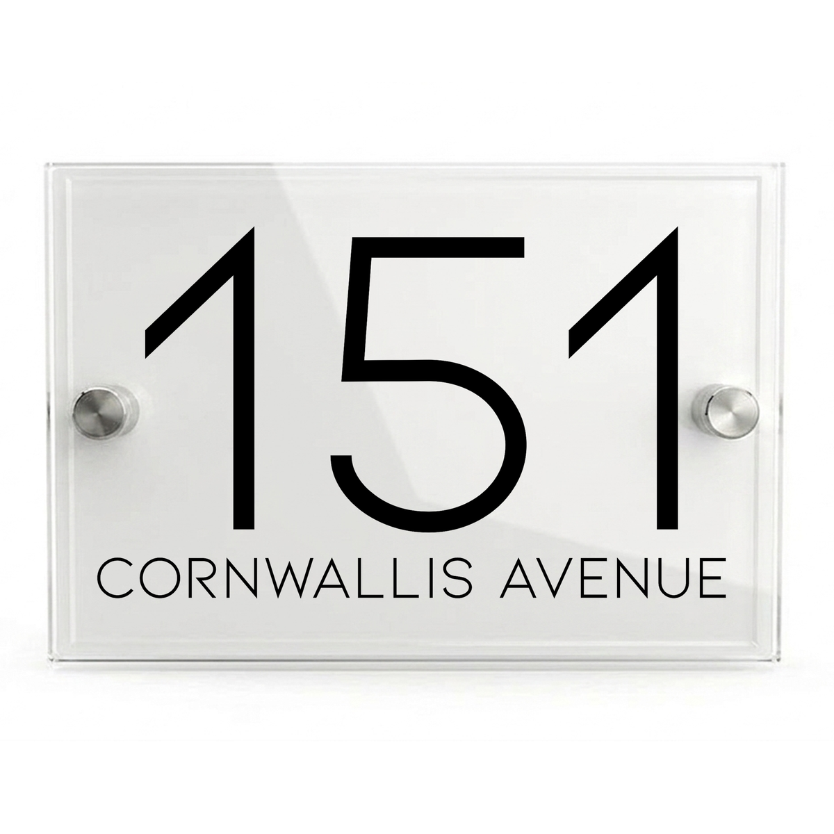 Personalised Dual Panel Acrylic House Sign Rectangle | 200mm x 130mm | White with Black Text