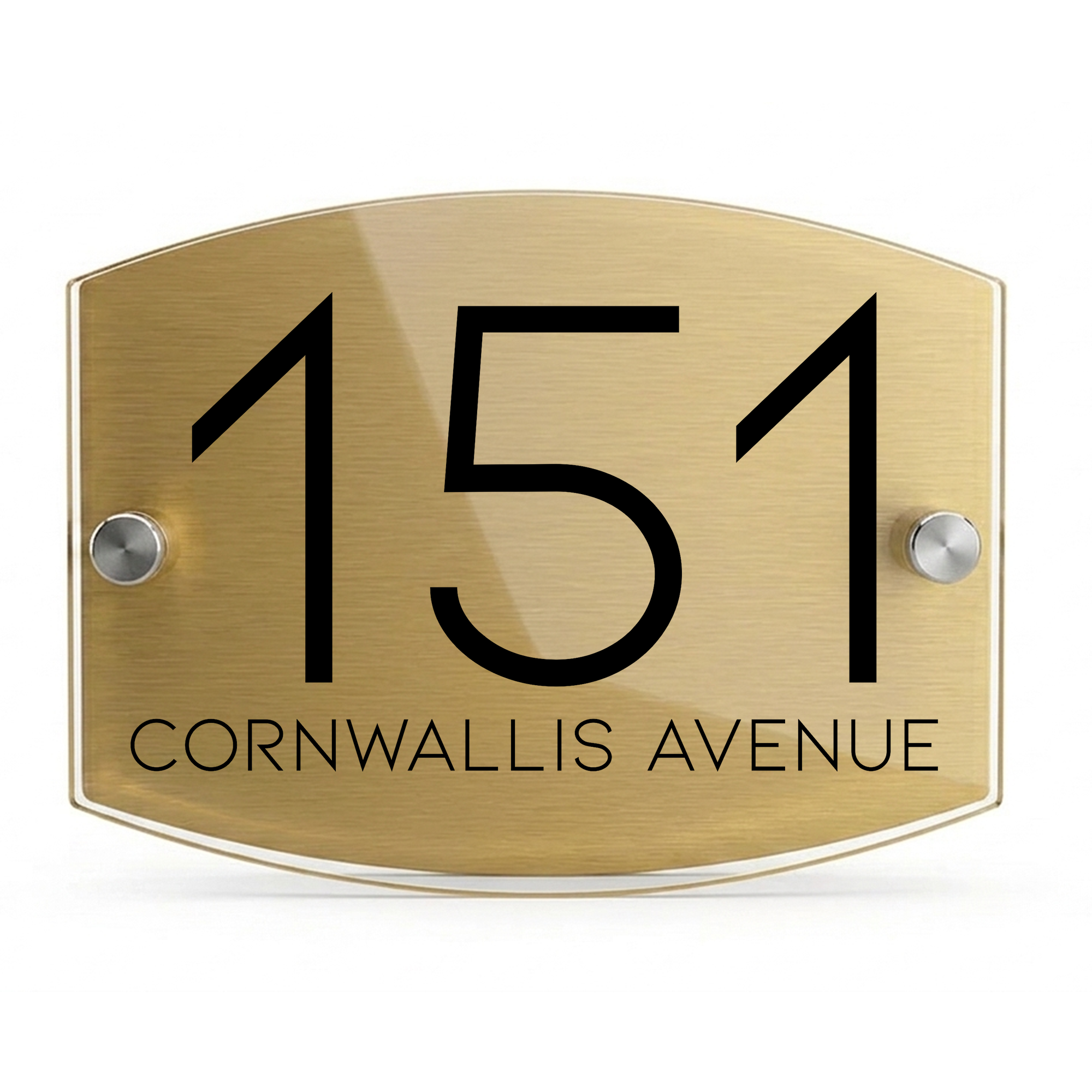 Personalised Dual Panel Acrylic House Sign Oval | 200mm x 130mm | Gold with Black Text