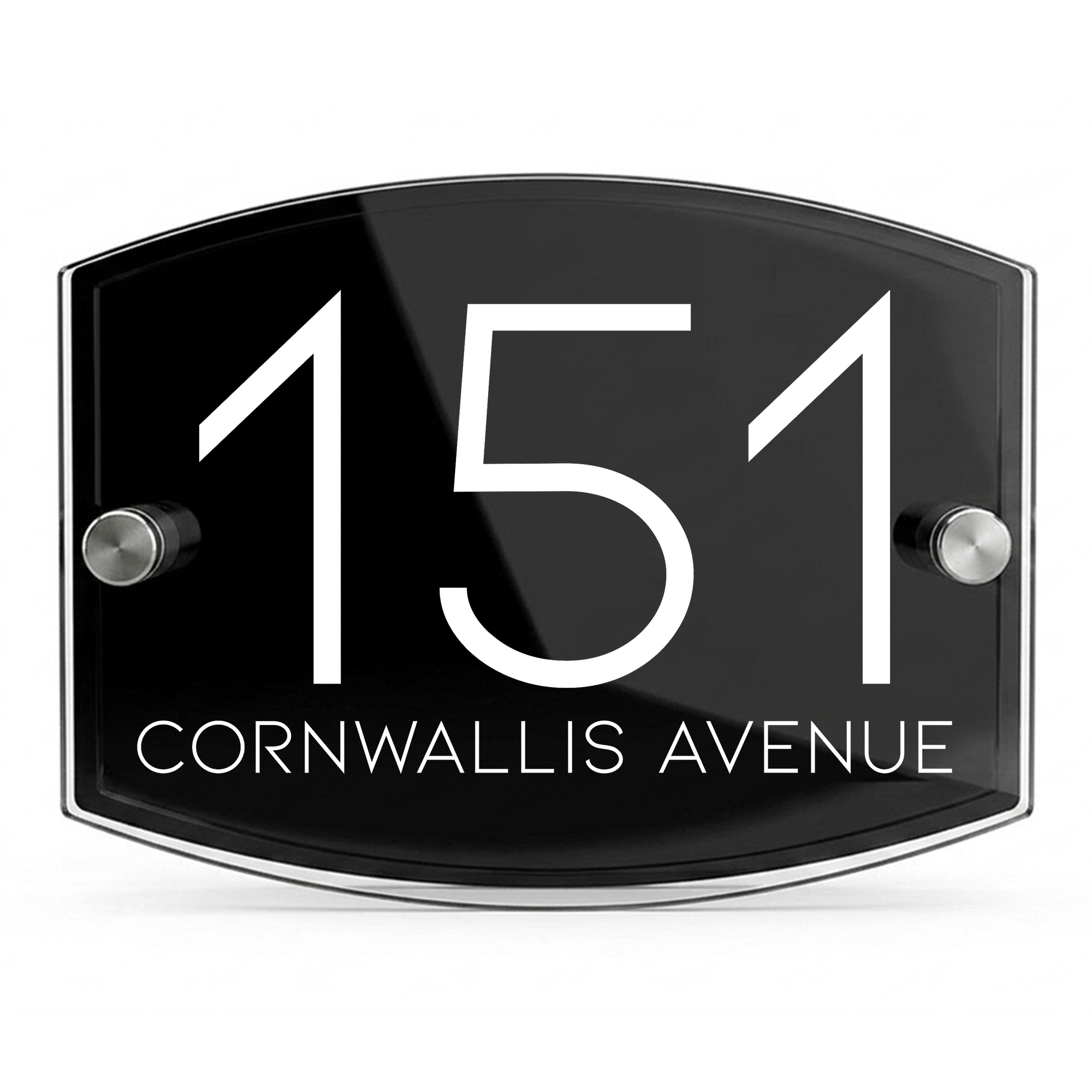 Personalised Dual Panel Acrylic House Sign Oval | 200mm x 130mm | Black with White Text