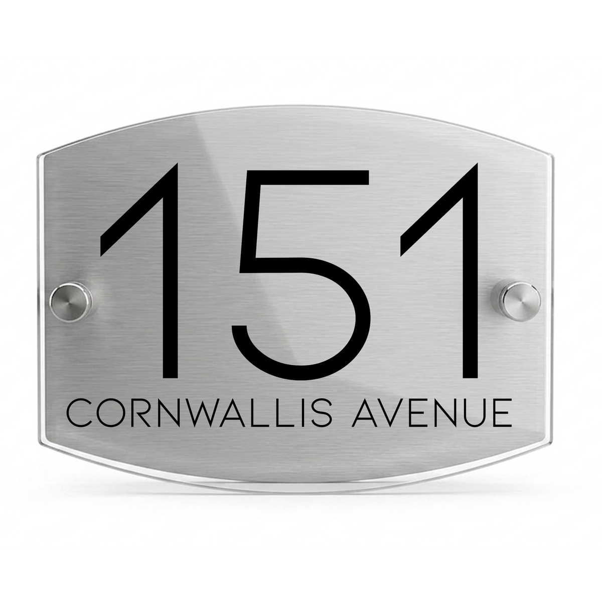 Personalised Dual Panel Acrylic House Sign Oval | 200mm x 130mm | Silver with Black Text