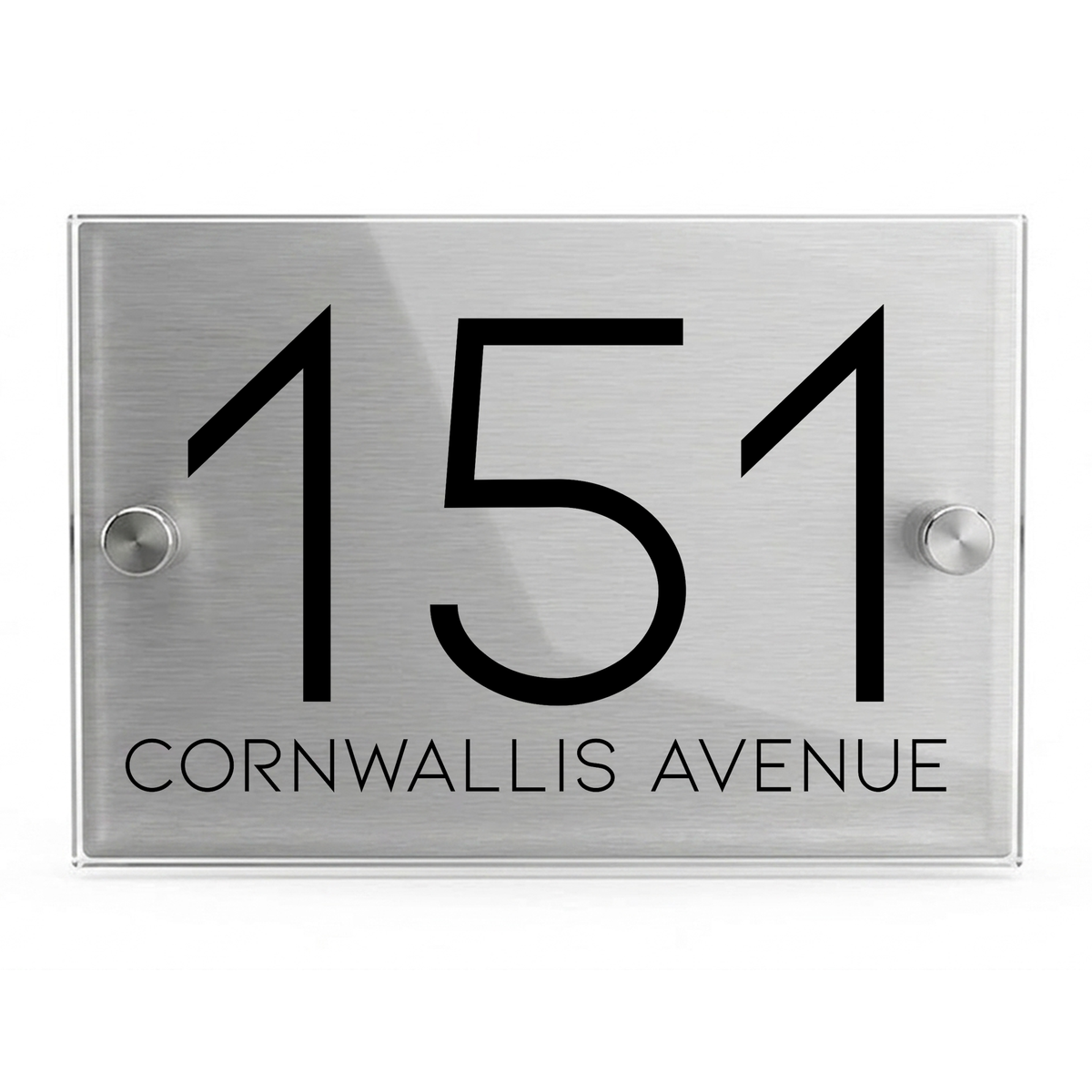 Personalised Dual Panel Acrylic House Sign Rectangle | 200mm x 130mm | Silver with Black Text