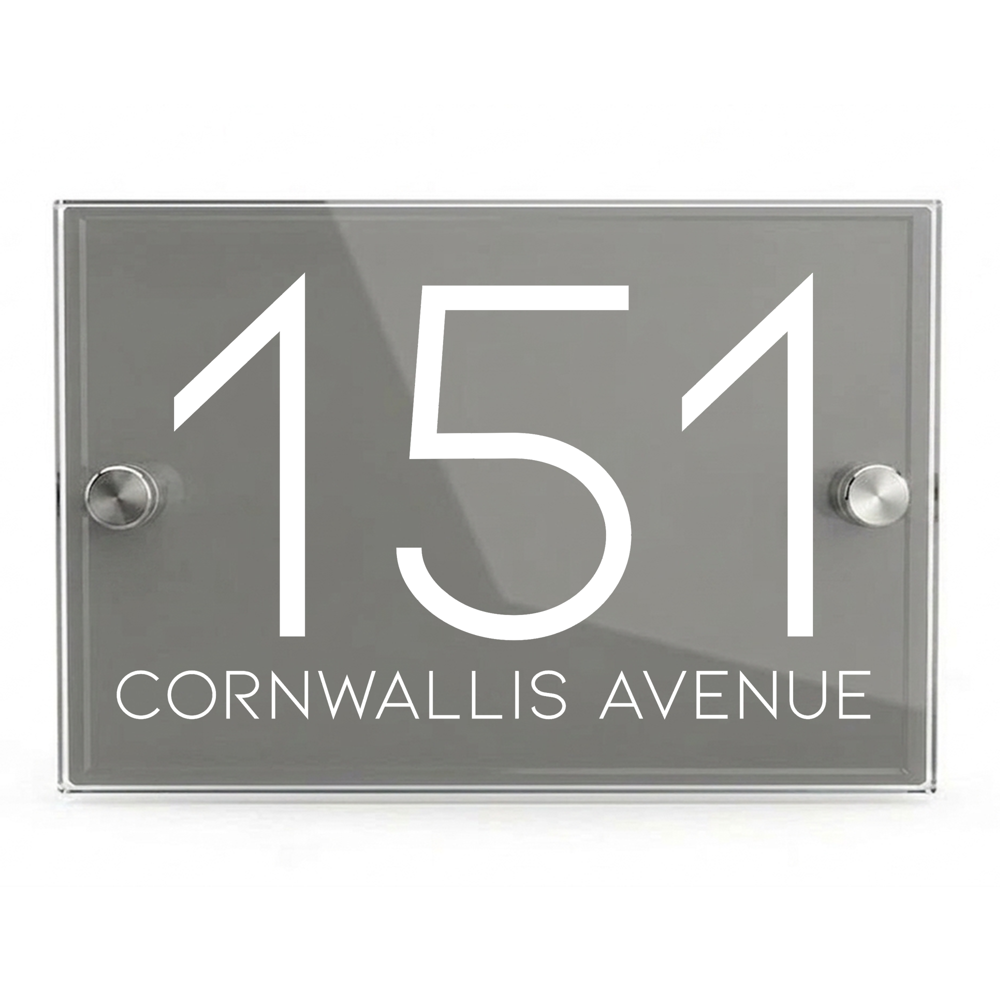 Personalised Dual Panel Acrylic House Sign Rectangle | 200mm x 130mm | Grey with White Text