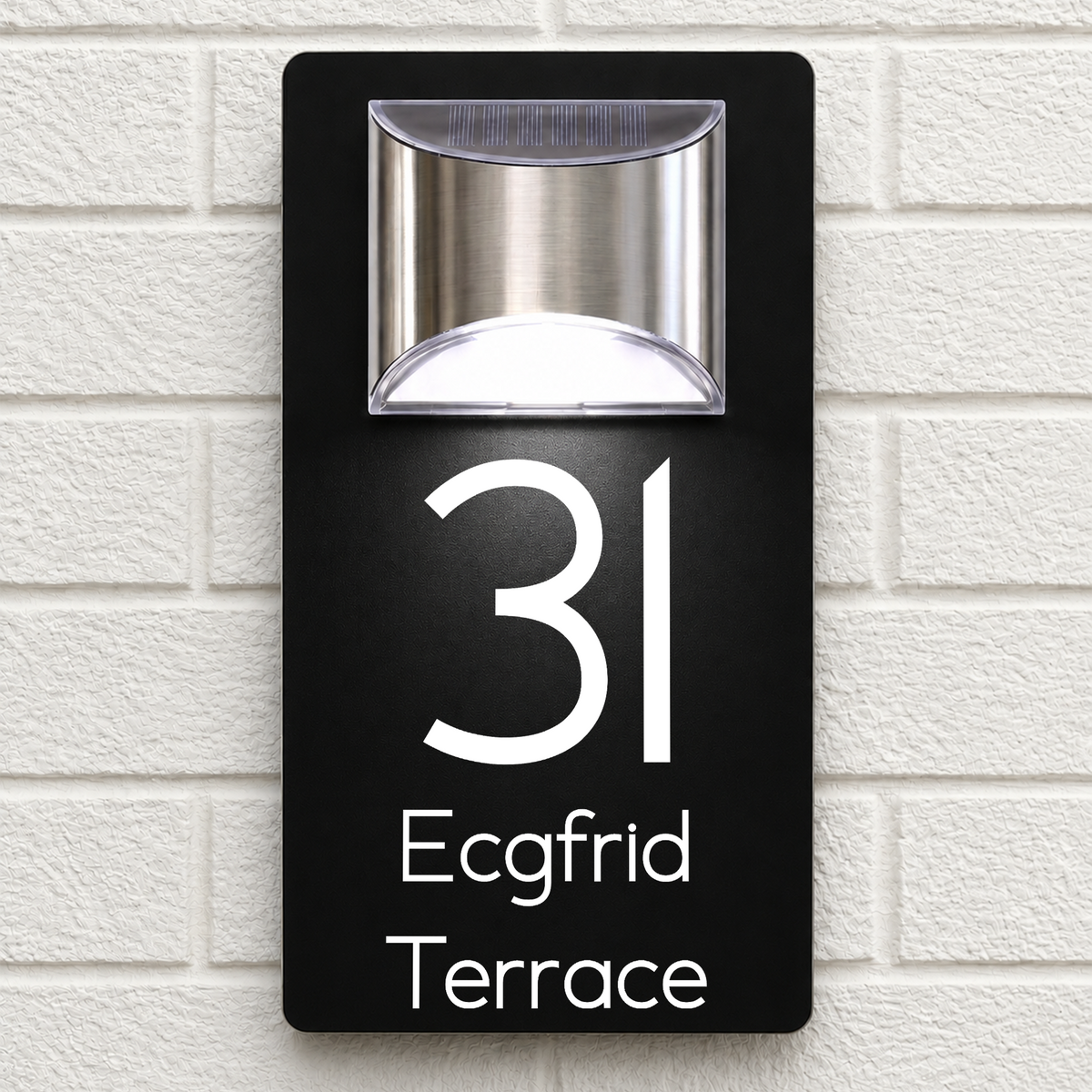Personalised Solar House Sign | 280mm x 160mm | Made from Black Composite Aluminium