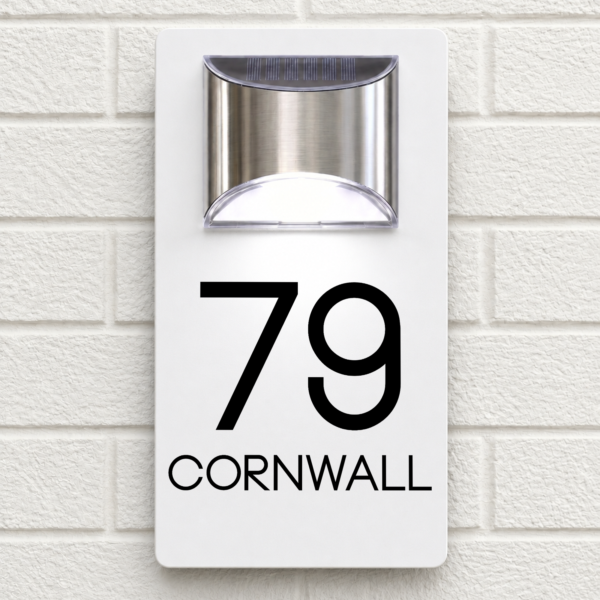 Personalised Solar House Sign | 280mm x 160mm | Made from White Composite Aluminium