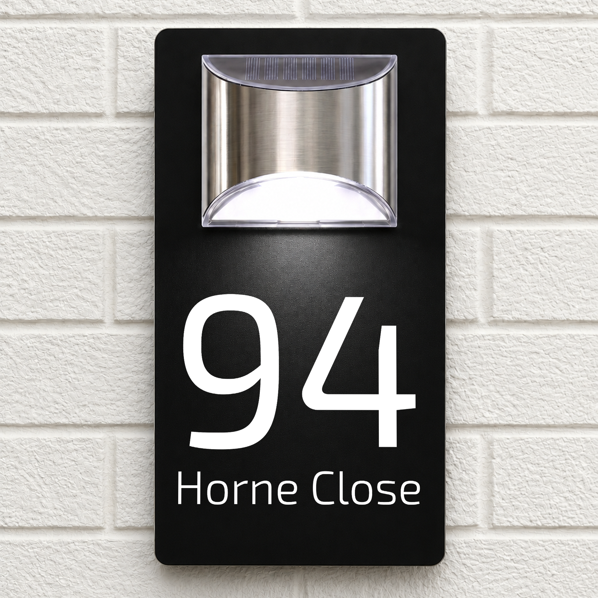 Personalised Solar House Sign | 280mm x 160mm | Made from Black Composite Aluminium