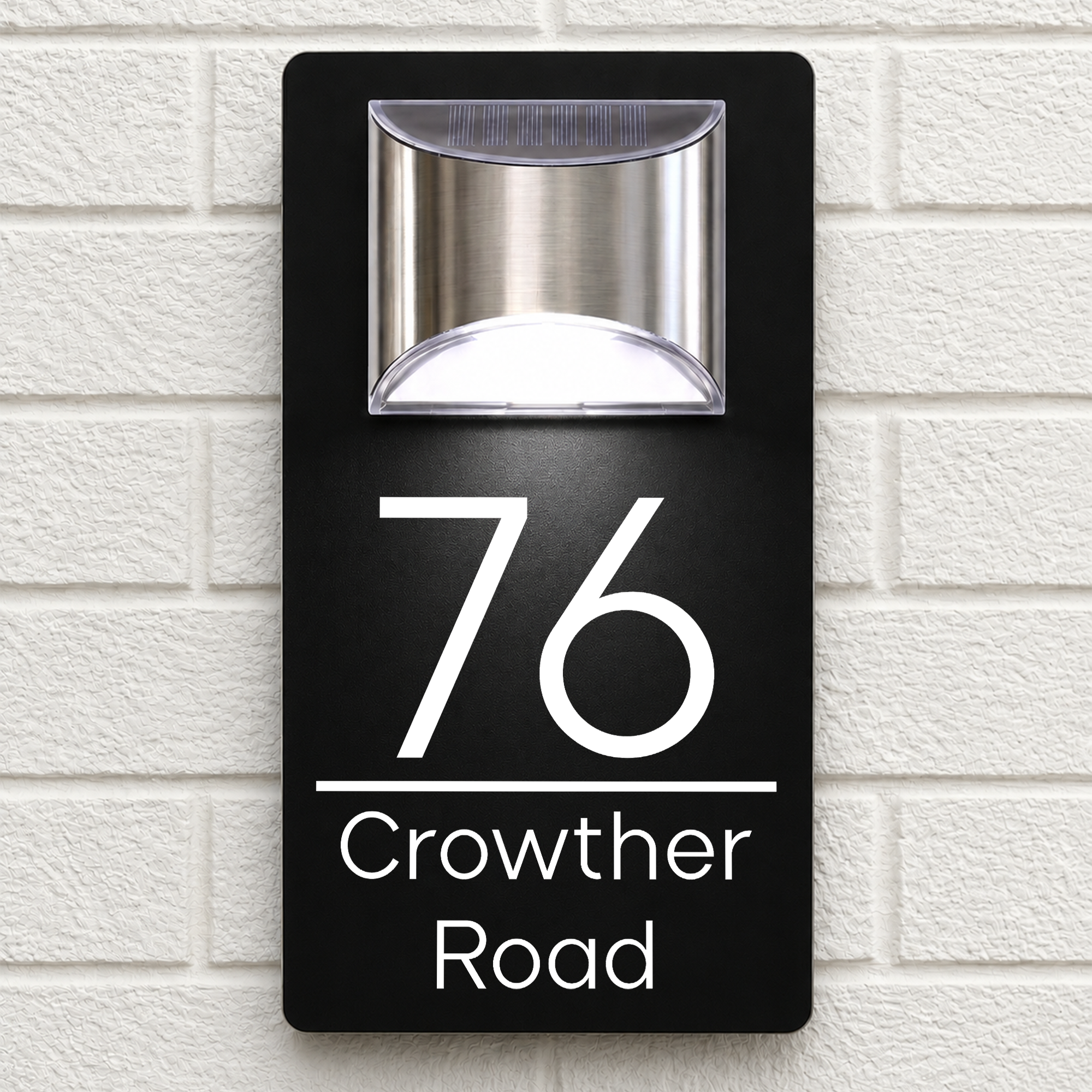 Personalised Solar House Sign | 280mm x 160mm | Made from Black Composite Aluminium