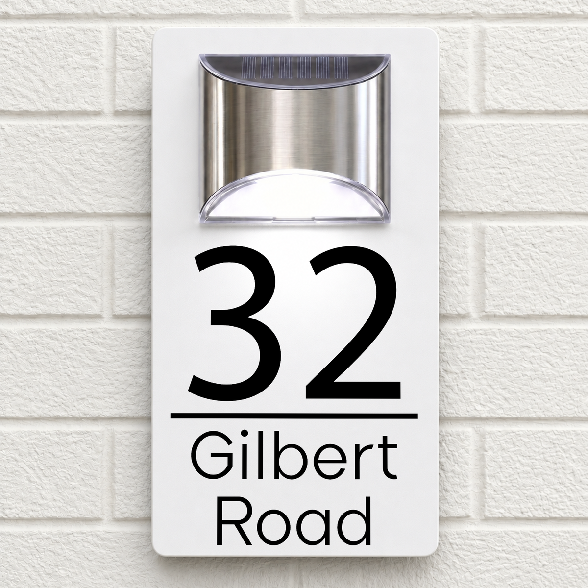 Personalised Solar House Sign | 280mm x 160mm | Made from White Composite Aluminium