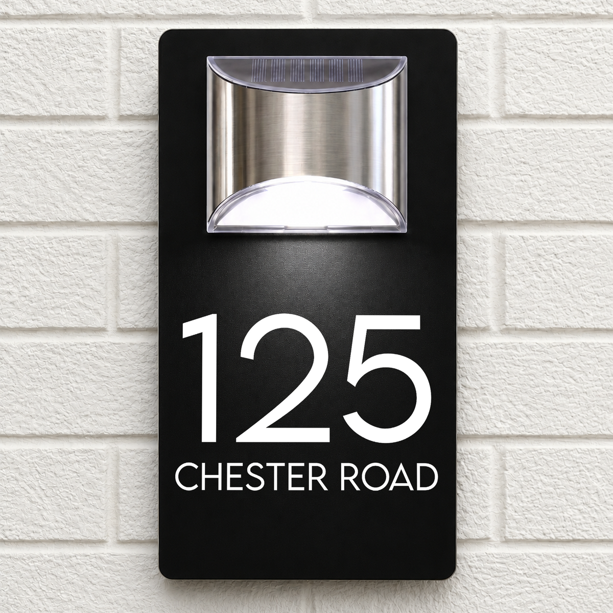 Personalised Solar House Sign | 280mm x 160mm | Made from Black Composite Aluminium