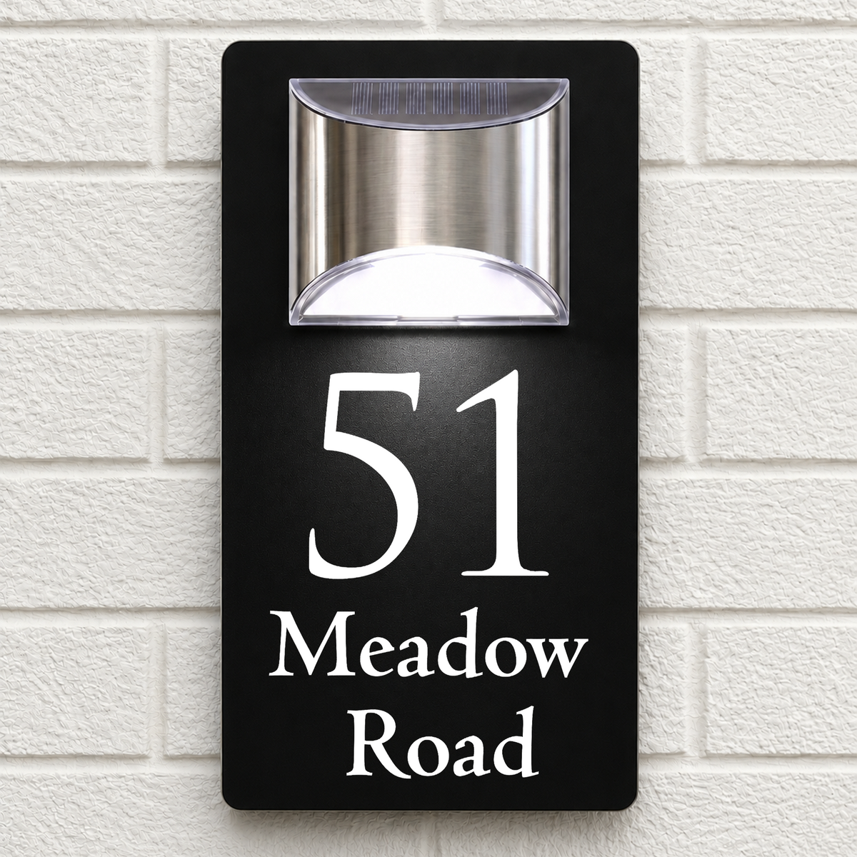 Personalised Solar House Sign | 280mm x 160mm | Made from Black Composite Aluminium