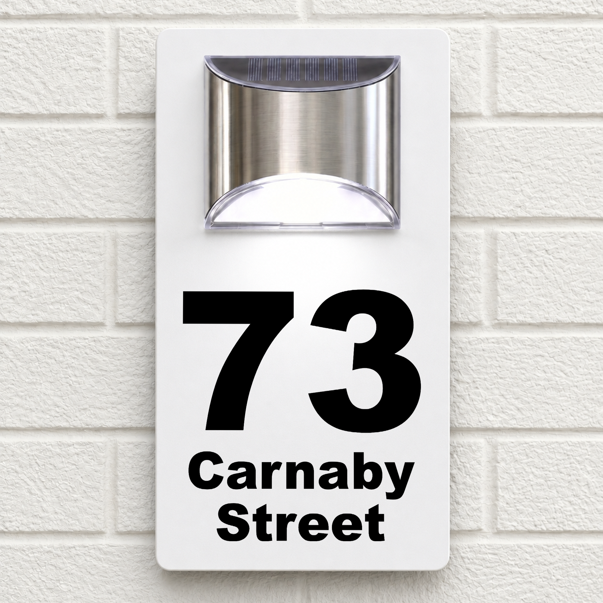 Personalised Solar House Sign | 280mm x 160mm | Made from White Composite Aluminium