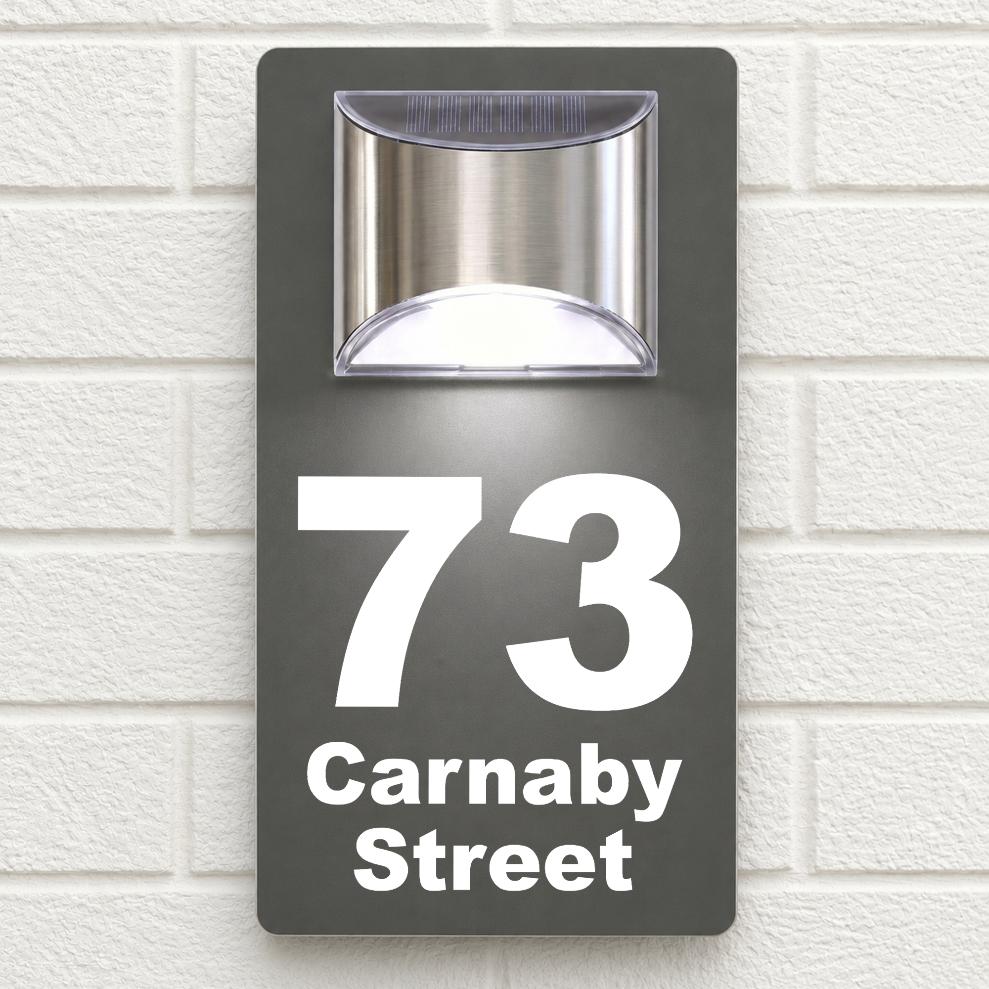 Personalised Solar House Sign | 280mm x 160mm | Made from Grey Composite Aluminium