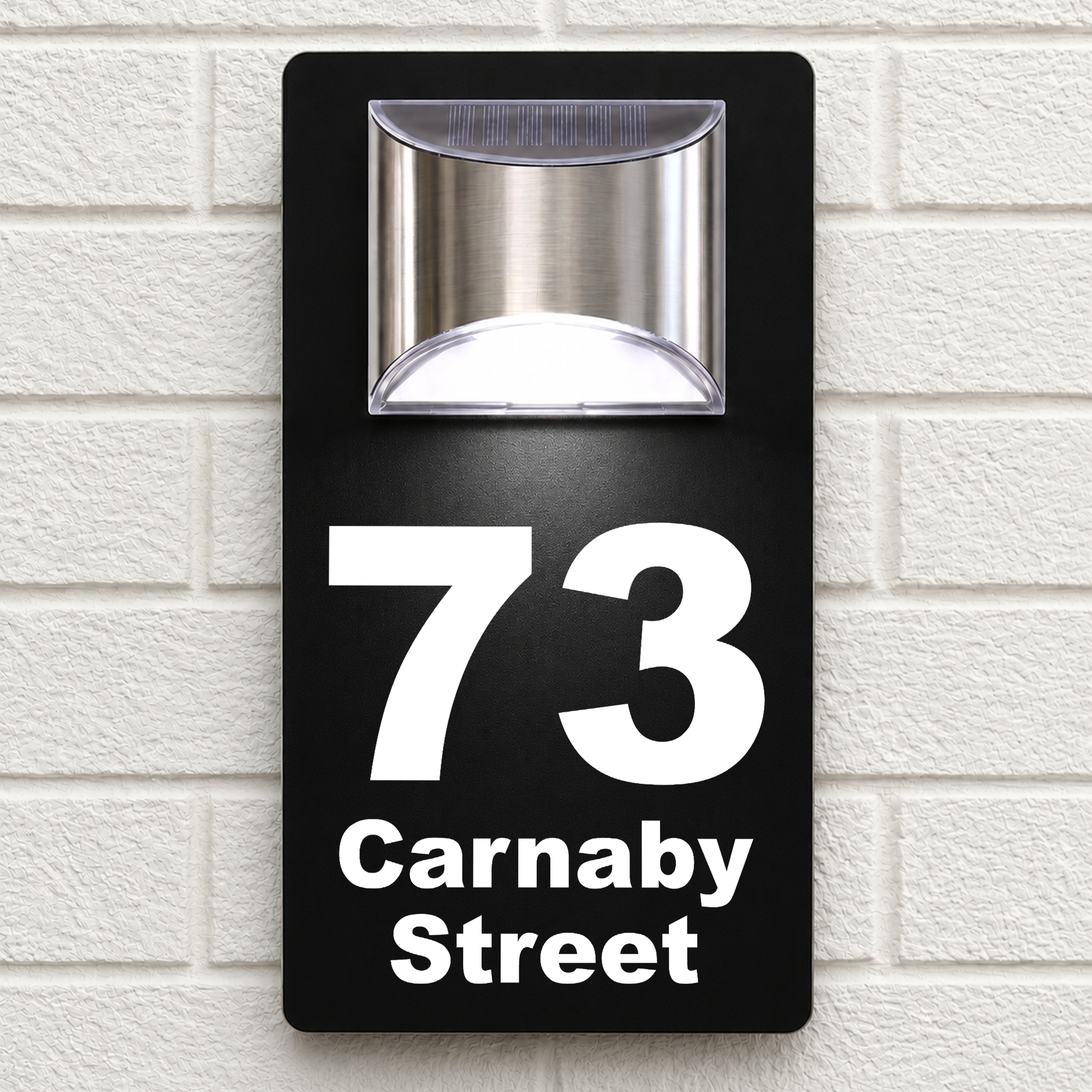 Personalised Solar House Sign | 280mm x 160mm | Made from Black Composite Aluminium