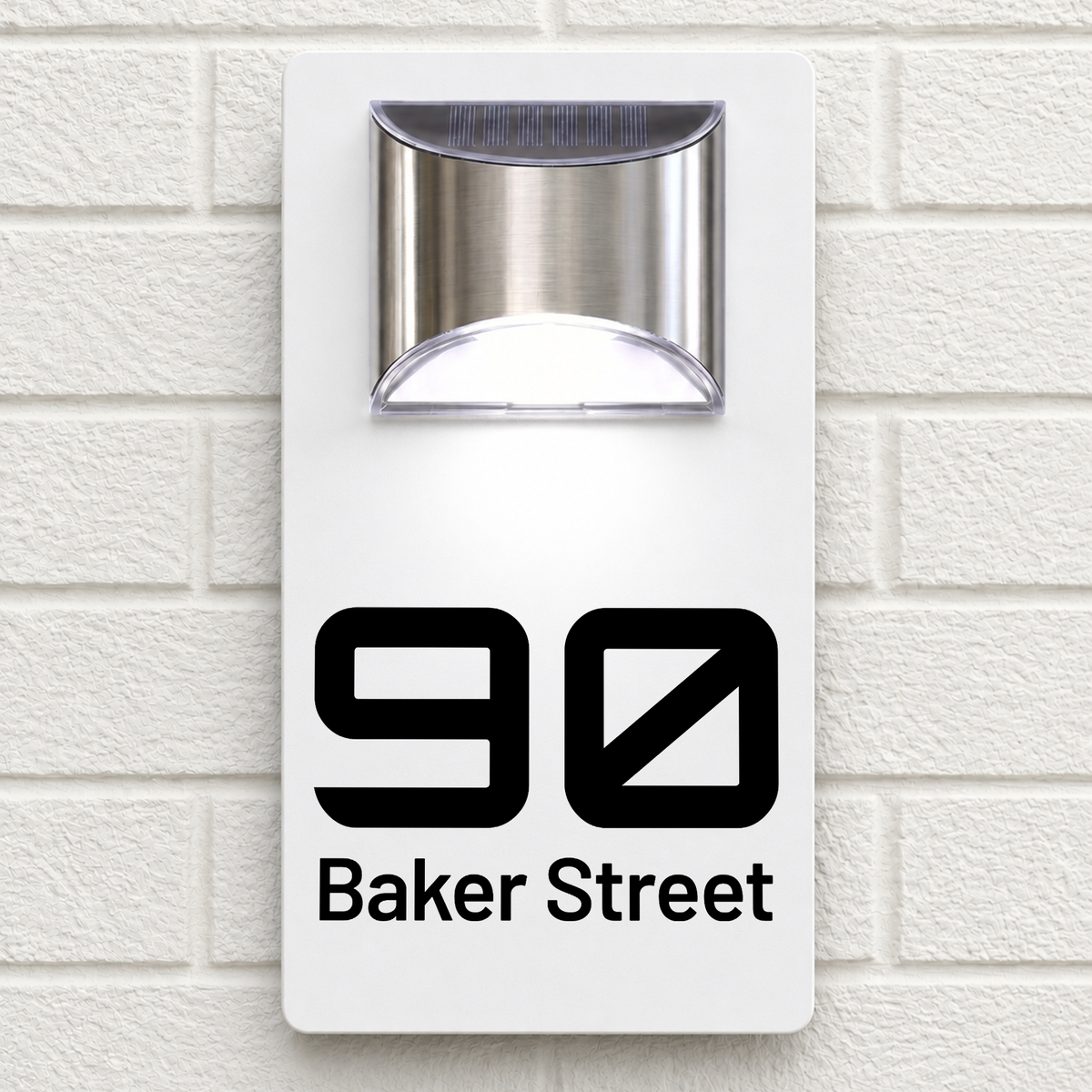Personalised Solar House Sign | 280mm x 160mm | Made from White Composite Aluminium