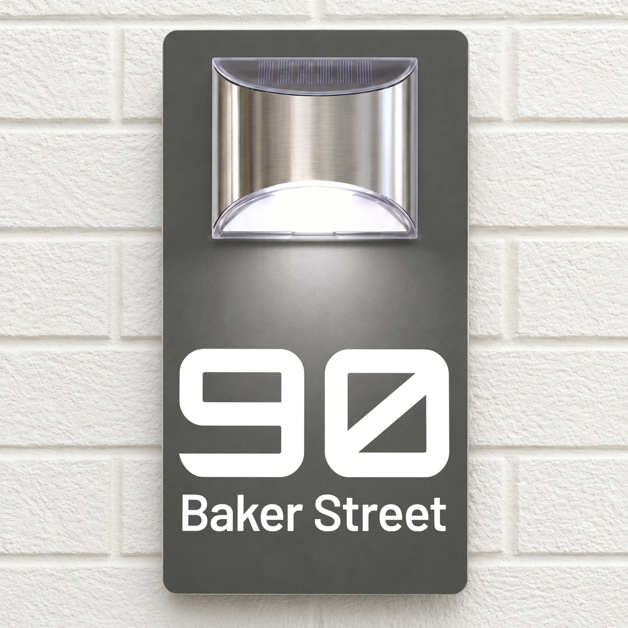 Personalised Solar House Sign | 280mm x 160mm | Made from Grey Composite Aluminium