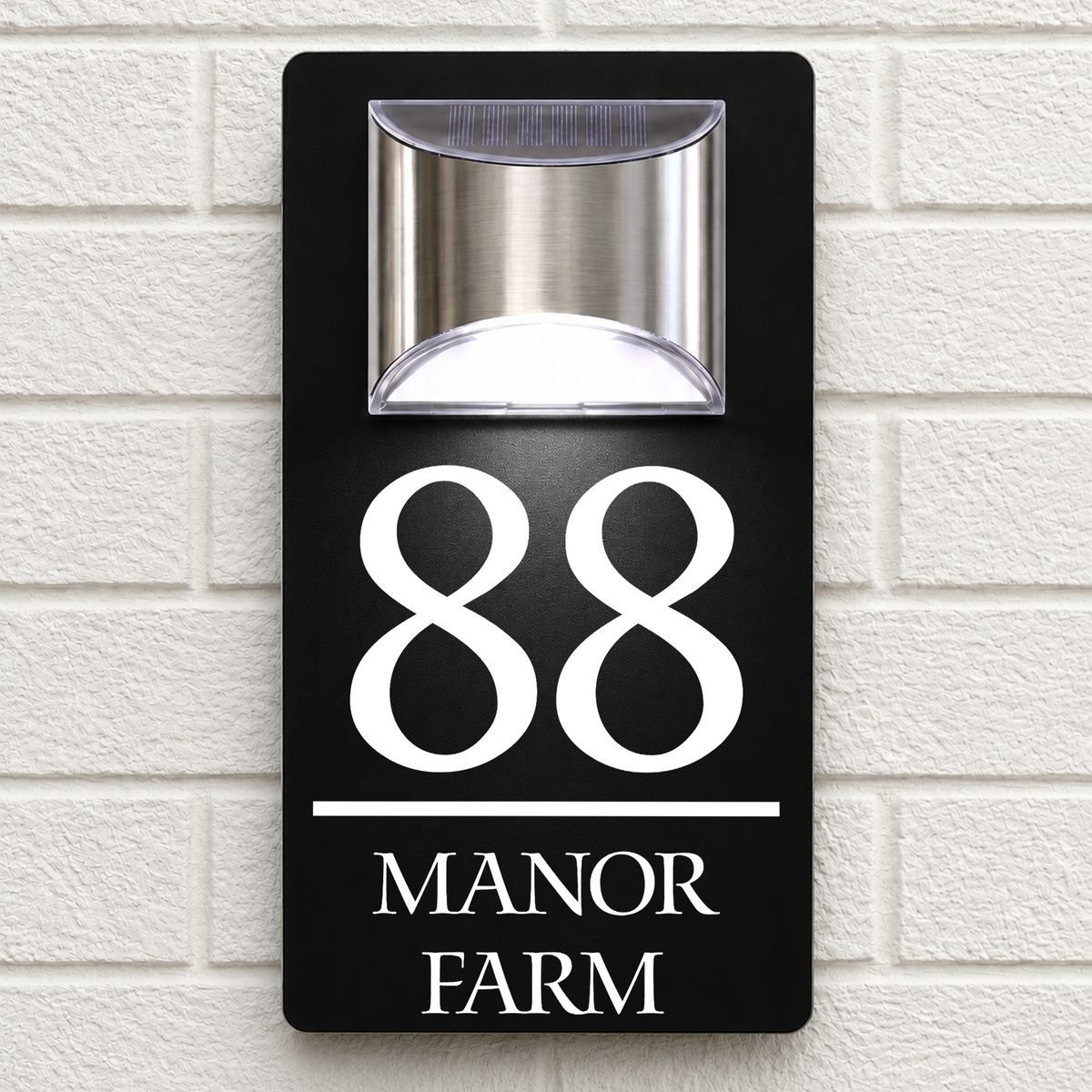 Personalised Solar House Sign | 280mm x 160mm | Made from Black Composite Aluminium