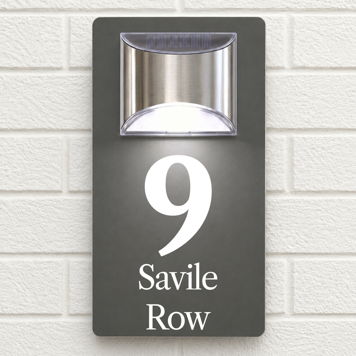 Personalised Solar House Sign | 280mm x 160mm | Made from Grey Composite Aluminium