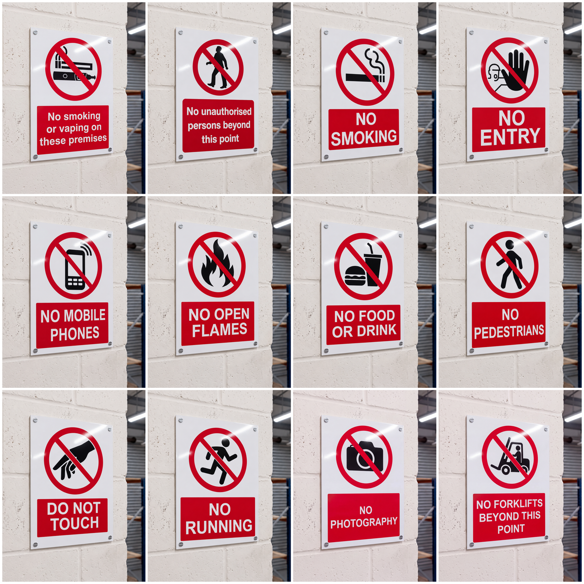 Prohibition Notice Signs | Made from 3mm Acrylic | ISO 7010 | Small Medium and Large Sizes