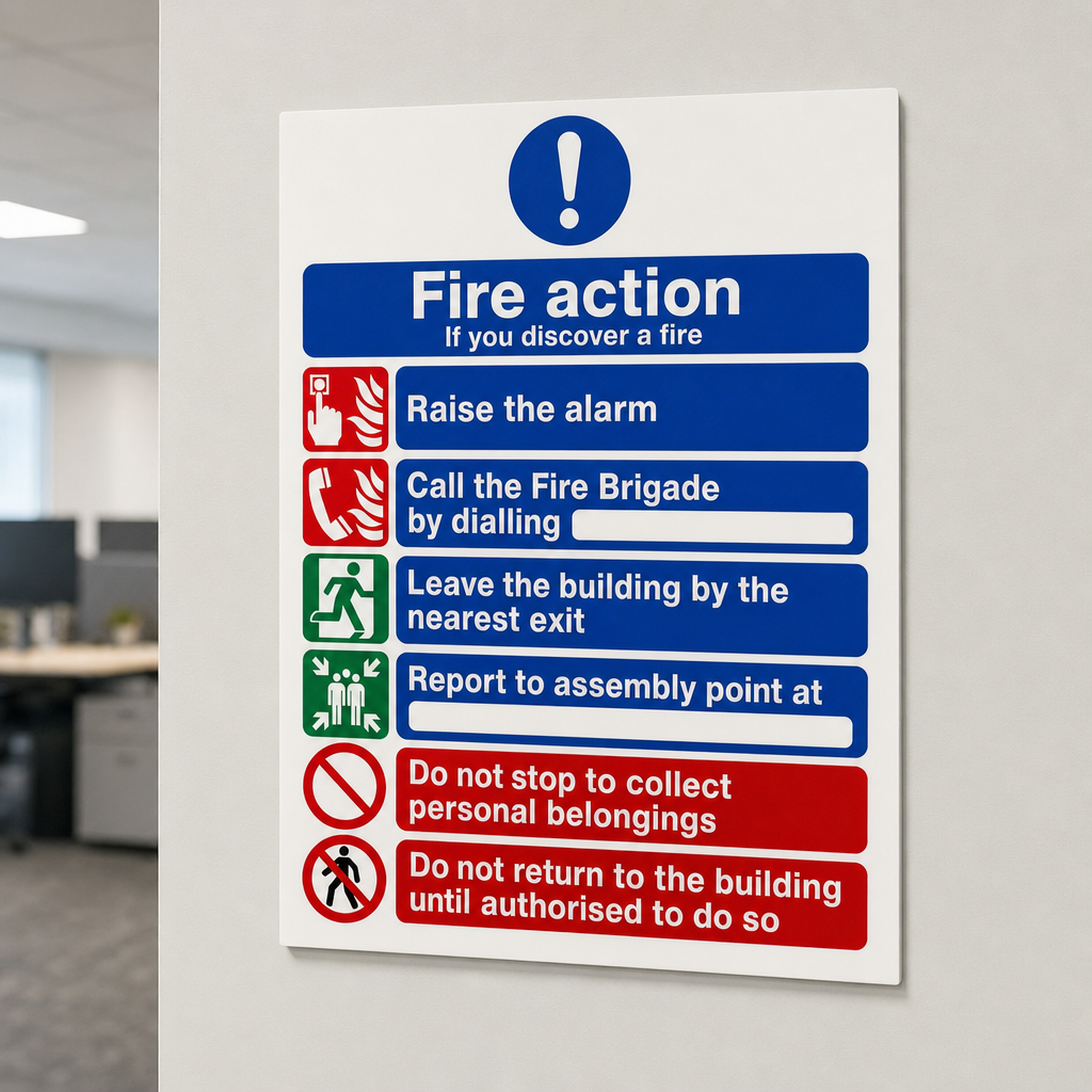 18 PCS Fire Safety Signs | Made from 3mm Acrylic | ISO 7010 | Fire Exit Signs | Fire Action Signs
