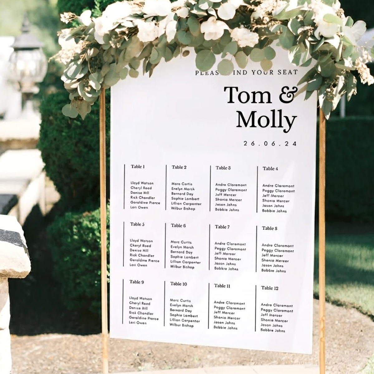 Personalised wedding table plan sign made by SignStation