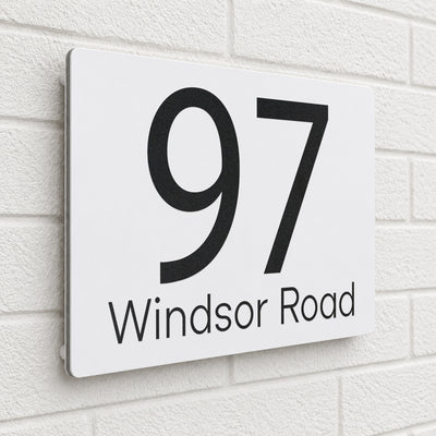 Personalised House Sign | 200mm x 130mm | Made from White Composite Aluminium