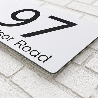 Personalised House Sign | 200mm x 130mm | Made from White Composite Aluminium