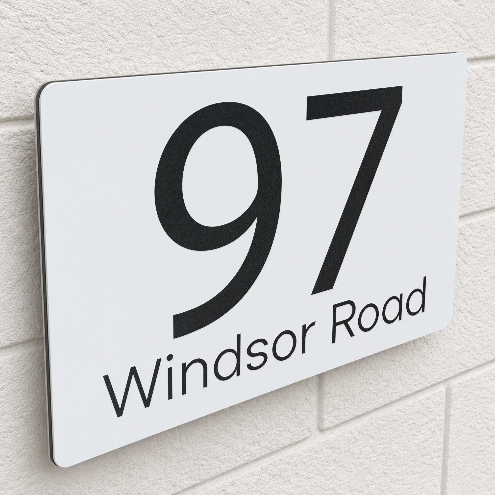 Personalised House Sign | 280mm x 160mm | Made from White Composite Aluminium