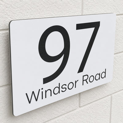 Personalised House Sign | 200mm x 130mm | Made from White Composite Aluminium