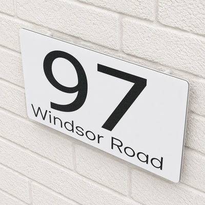 Personalised House Sign | 200mm x 130mm | Made from White Composite Aluminium