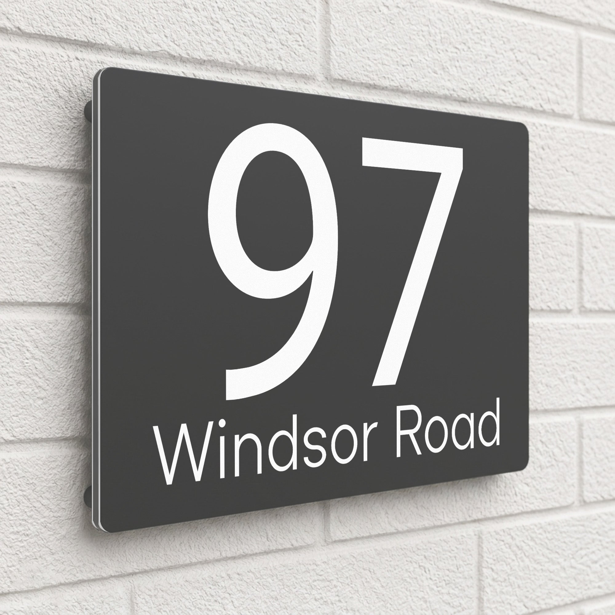 Personalised House Sign | 280mm x 160mm | Made from Anthracite Grey Composite Aluminium