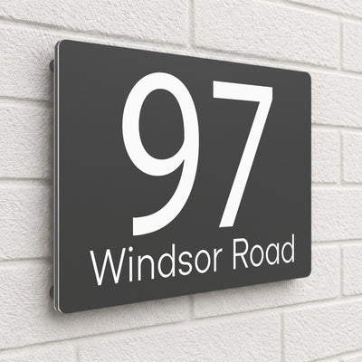 Personalised House Sign | 280mm x 160mm | Made from Anthracite Grey Composite Aluminium