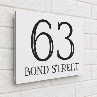 Personalised House Sign | 200mm x 130mm | Made from White Composite Aluminium