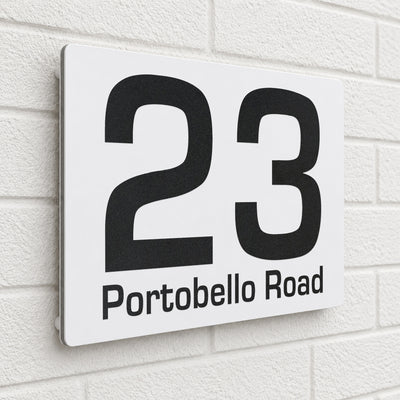 Personalised House Sign | 200mm x 130mm | Made from White Composite Aluminium