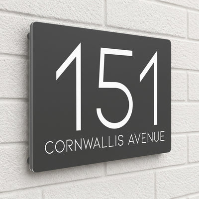 Personalised House Sign | 280mm x 160mm | Made from Anthracite Grey Composite Aluminium