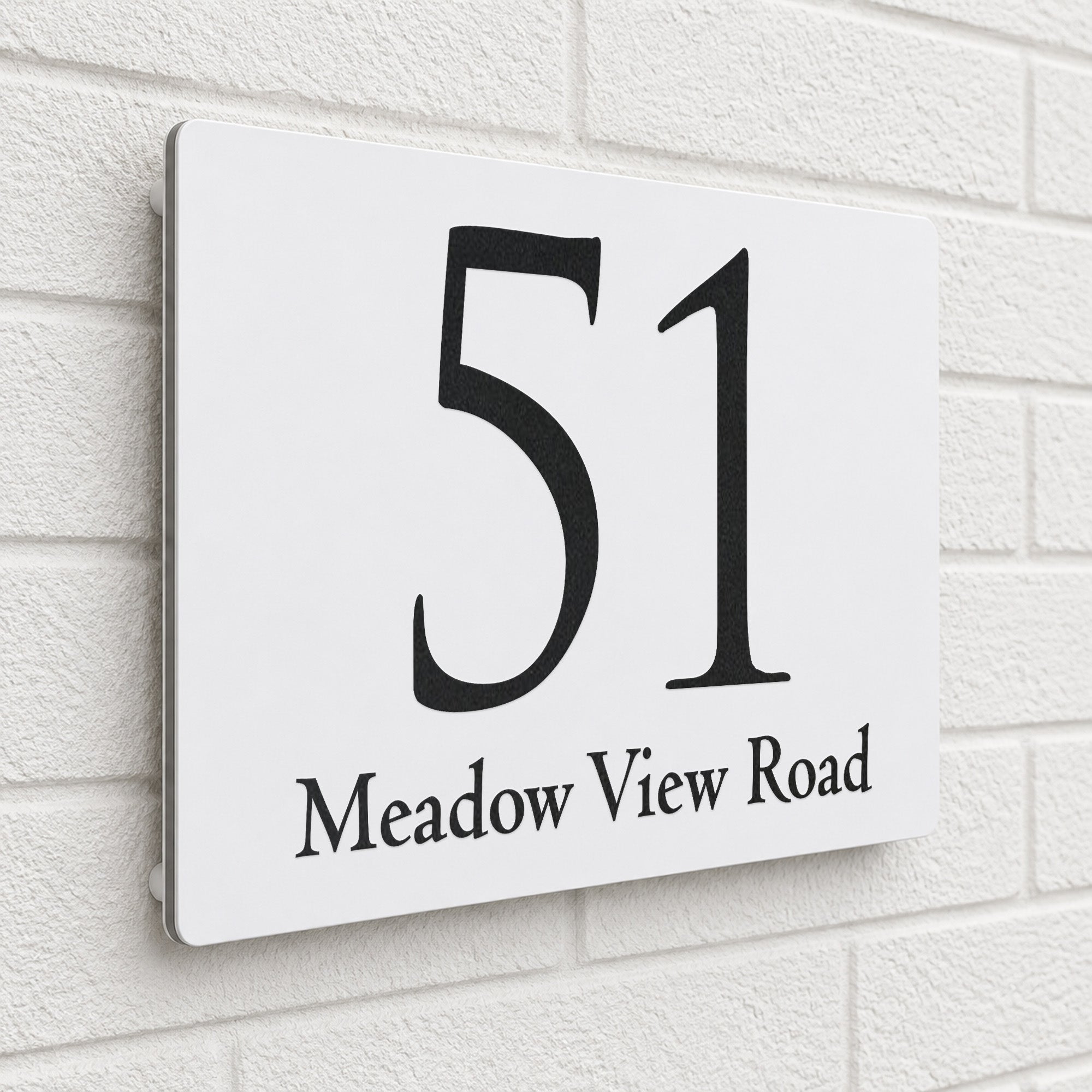 Personalised House Sign | 200mm x 130mm | Made from White Composite Aluminium