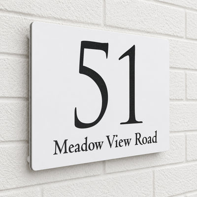 Personalised House Sign | 200mm x 130mm | Made from White Composite Aluminium