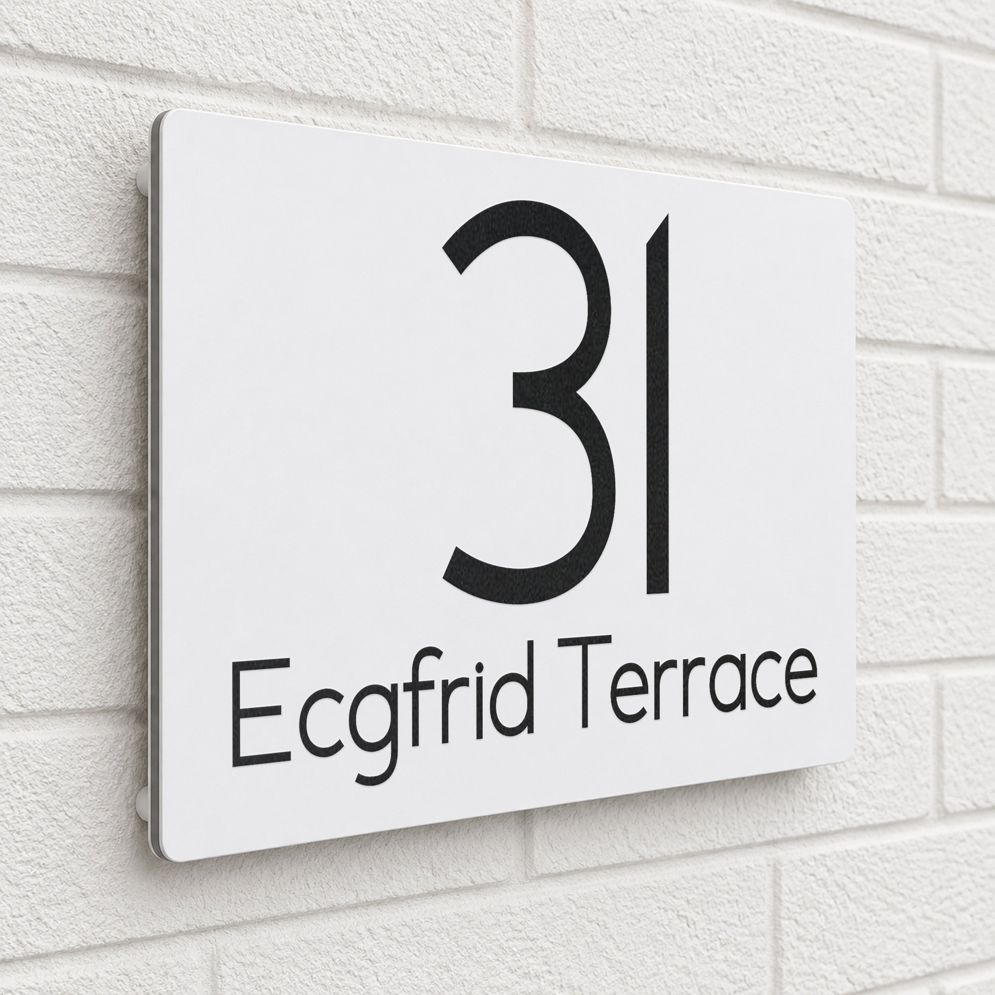 Personalised House Sign | 200mm x 130mm | Made from White Composite Aluminium