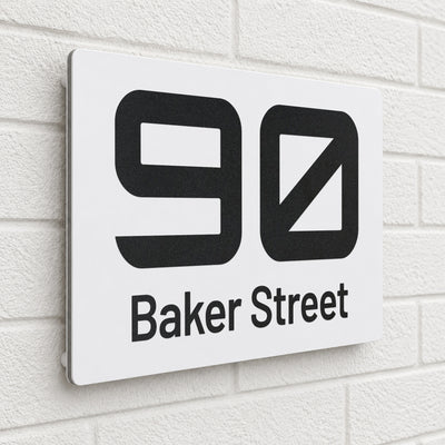 Personalised House Sign | 200mm x 130mm | Made from White Composite Aluminium