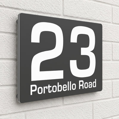 Personalised House Sign | 280mm x 160mm | Made from Anthracite Grey Composite Aluminium