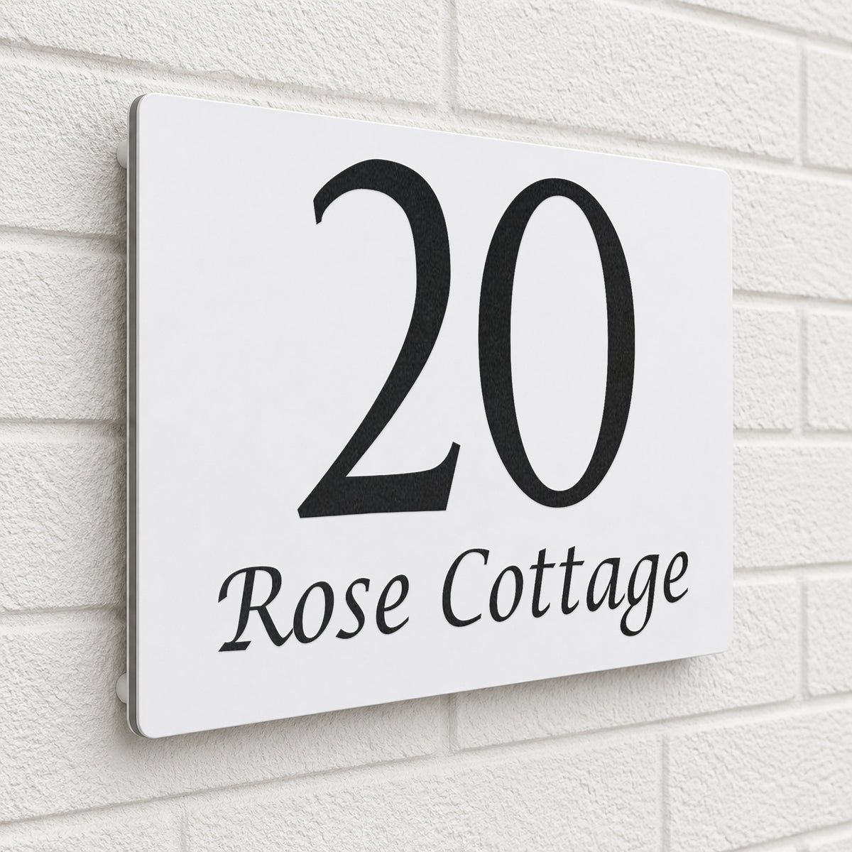 Personalised House Sign | 200mm x 130mm | Made from White Composite Aluminium
