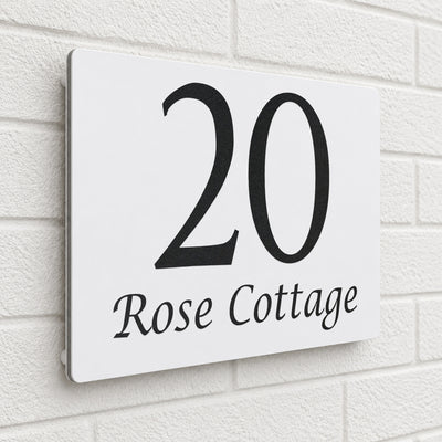 Personalised House Sign | 200mm x 130mm | Made from White Composite Aluminium